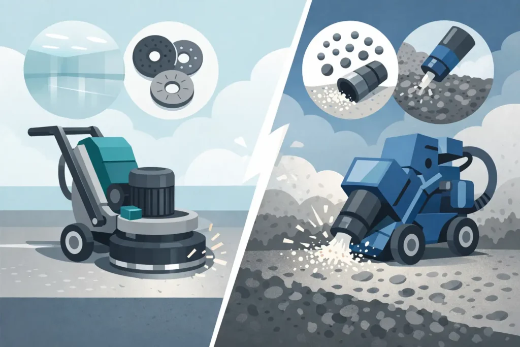 Grinding Versus Shot Blasting: Which Fits?