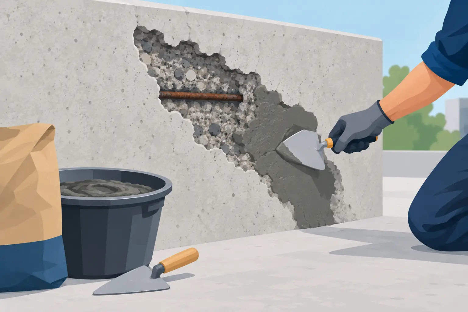 How to Repair Spalled Concrete Surfaces Correctly